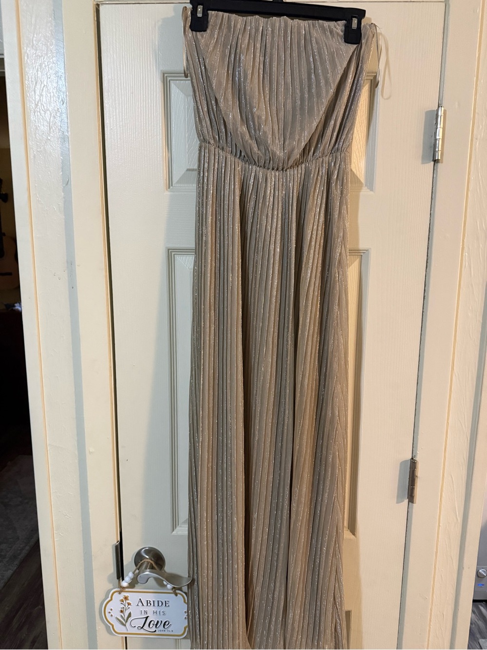 The Limited Strapless Shimmery Taupe Maxi Dress